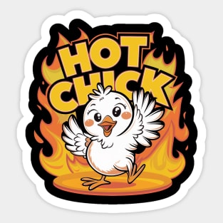 Hot Chick Flames Sticker